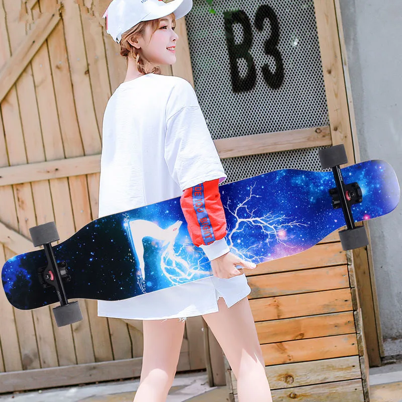 Skateboarders110cm Beginner Adult  Maple Complete Skate Board Cool Dancing  Longboard Rocker Skateboard High Speed