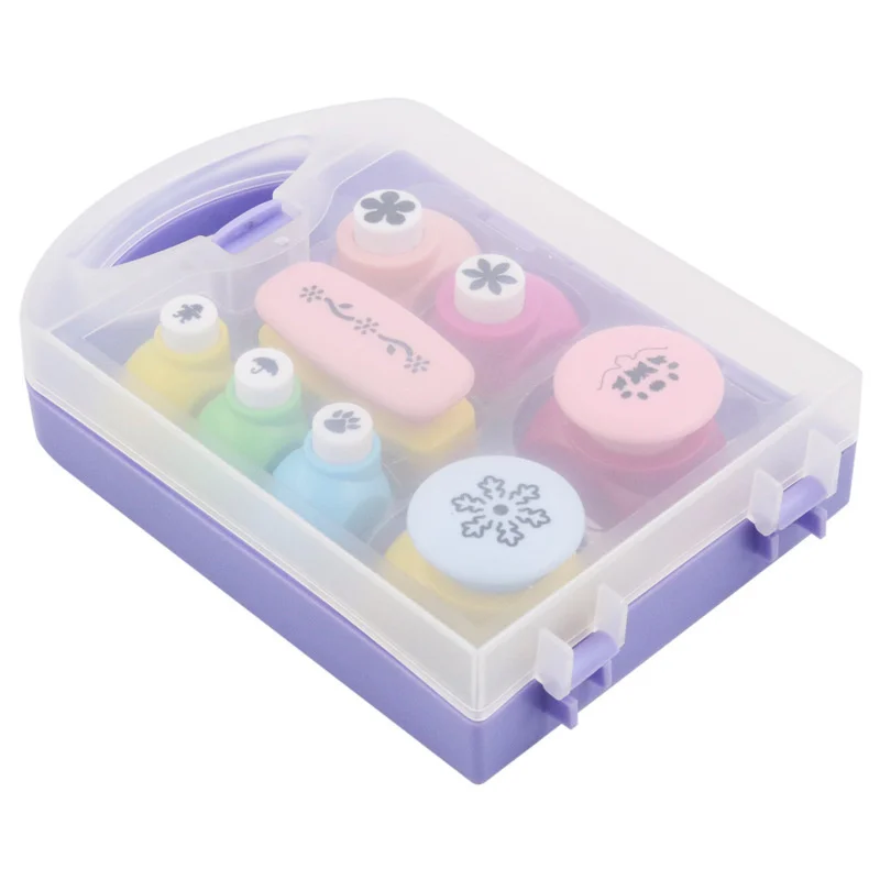 8pcs Punching Machine Set Kids DIY Handmade Punching Machine Labor-saving Embossing Machine Punching Machine Set Gifts