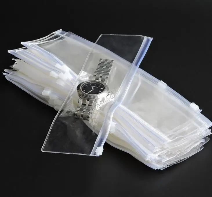 300pcs Clear PVC Bags Zipper Plastic Jewelry Packaging Jewelry Display Watch Pouches Storage Case Bag SN3774