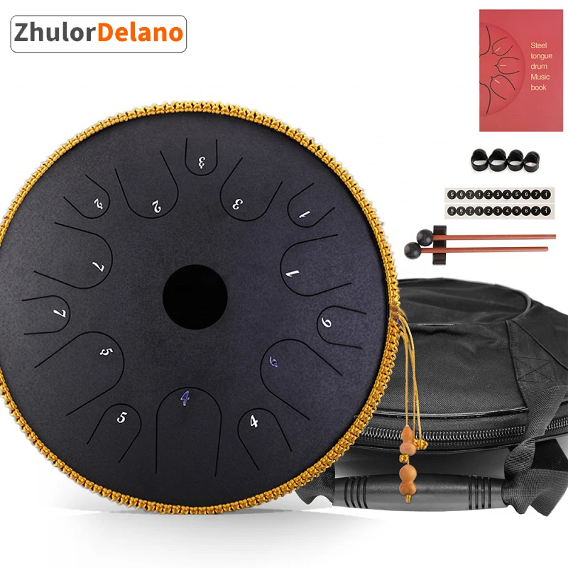 14Inches Pan-style Steel Tongue Lotus Drum 14Notes  Yoga Meditation Relax Percussion Musical Instrument with Padded Travel Bag