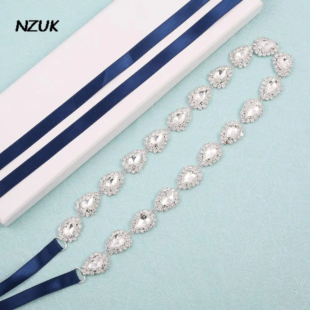 NZUK Rhinestone Bridal Belt Thin Silver Wedding Belt bridesmaid belts for Women Wedding Dresses cintura damigella pas slubny