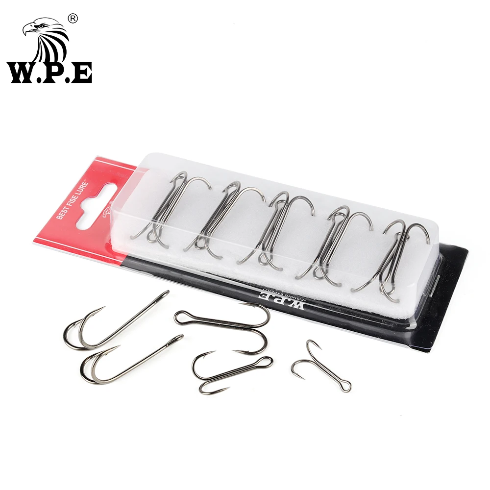 

W.P.E High-carbon Steel Duple Hook Barbed Jig Bass Carp Fishing Fly Fishing Tackle 10-20pcs/pack Double Fishing Hooks 4#-3/0#