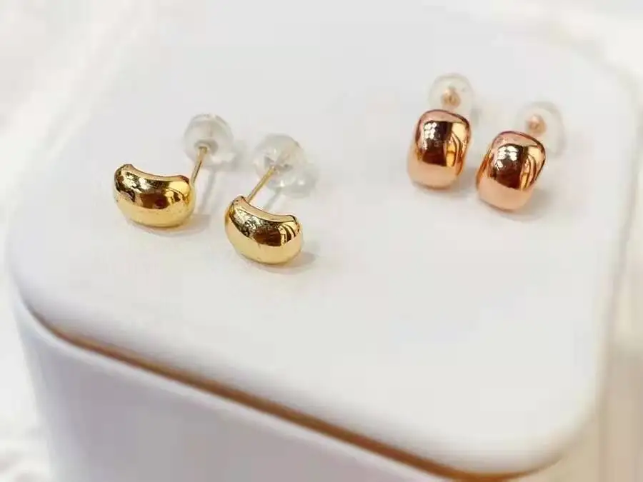 Pendiente de oro auténtico au750/18k para mujer, arete sencillo, regalo, fiesta y cumpleaños