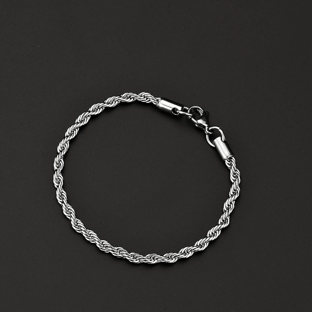 Cheap wholesale 316L stainless steel twist chain necklace & bracelet fashion jewelry set birthday party gifts for men and women