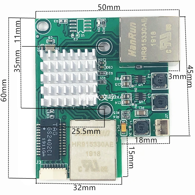 Modul Sakelar Ethernet Industri 3Port Tidak Diatur 10/100/1000Mbps Celcius Port Penginderaan Otomatis OEM Papan PCBA Motherboard OEM