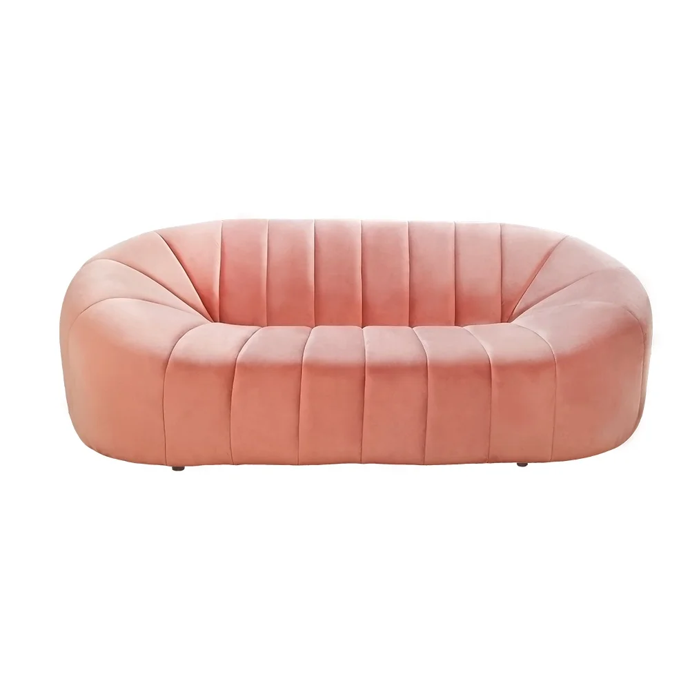 ขายร้อนโมเดิร์น Low แขน Dusty สกปรกสีชมพูกำมะหยี่โซฟา Nordic สไตล์ Minimal ห้องนั่งเล่นไม่มีขาโซฟา
