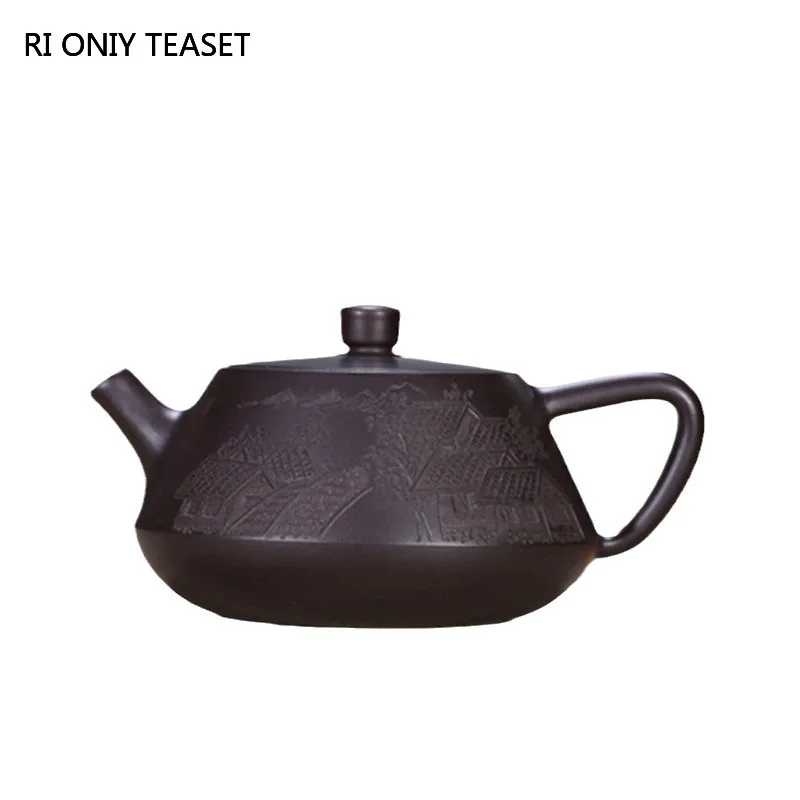 200ml Classic Yixing Purple Clay Teapots Handmade Filter Beauty Tea Pot Raw Ore Black Mud Zisha Kettle Chinese Tea Set Gifts