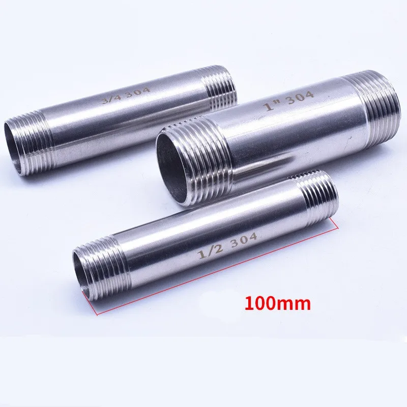 Water Connection 1/8' 1/4' 3/8' 1/2' 3/4' 1' 1-1/4' 1-1/2' Male X Male Threaded Pipe Fittings Stainless Steel SS304 100mm Length