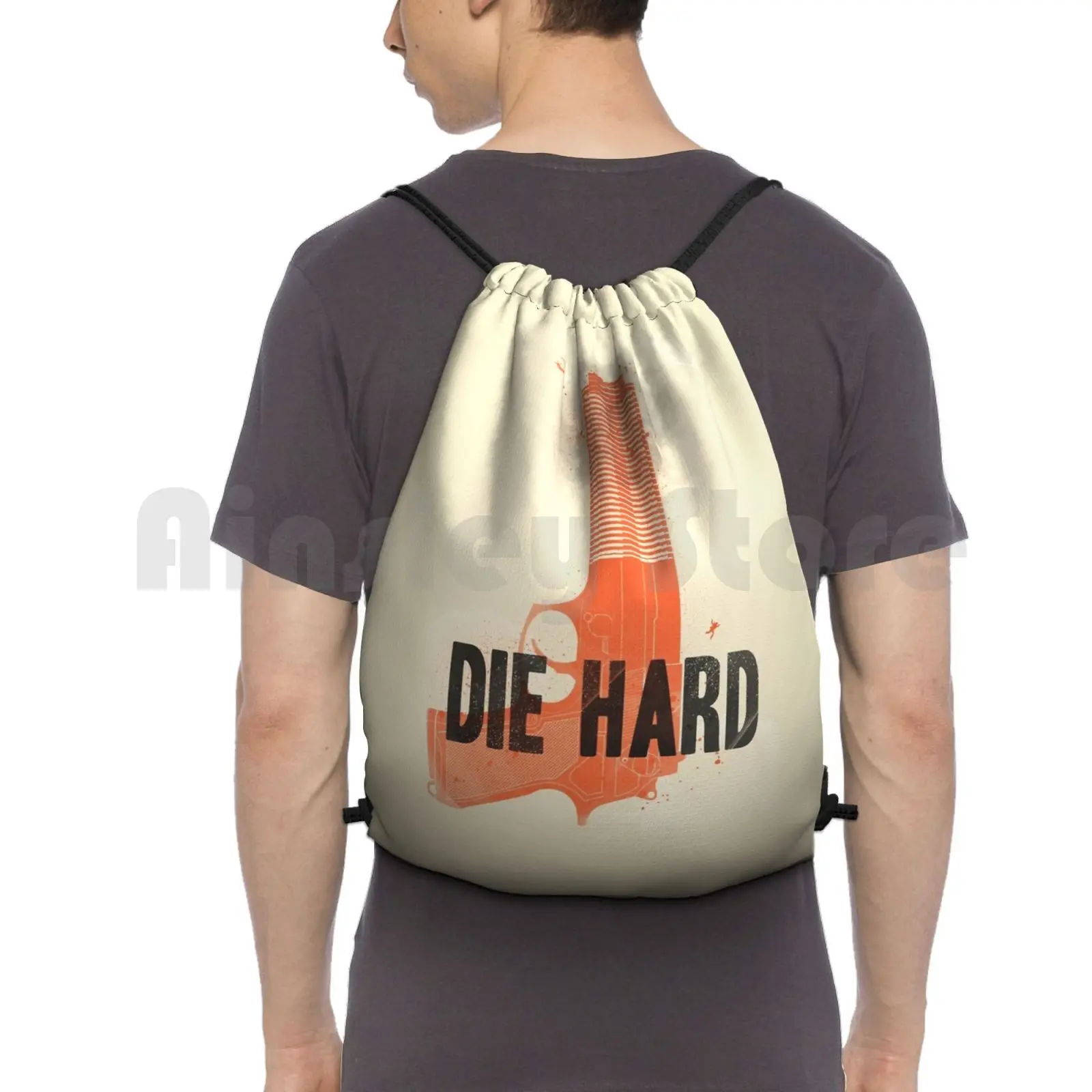 Die Hard Backpack Drawstring Bags Gym Bag Waterproof John Mcclain Die Hard Movie Gun Tower 80s Vintage Film