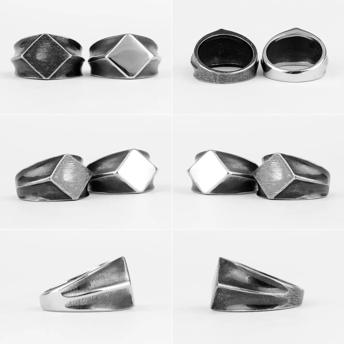 Retro Polygon Trend Simple Stainless Steel Mens Rings Punk Hip Hop for Male Boyfriend Biker Jewelry Creativity Gift Wholesale