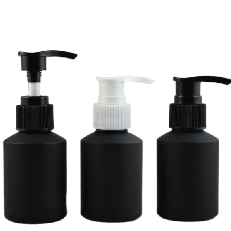 

10Pcs Empty Frosted Matte Black Glass Lotion Refillable Bottle 60ML White Black Pump Cosmetic Packaging Emulsion Bottles