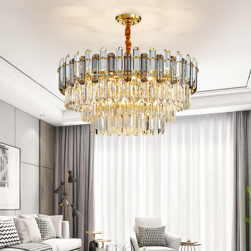 

Postmodern light luxury crystal chandelier simple round ceiling living room lamp villa personality bedroom dining room lamp