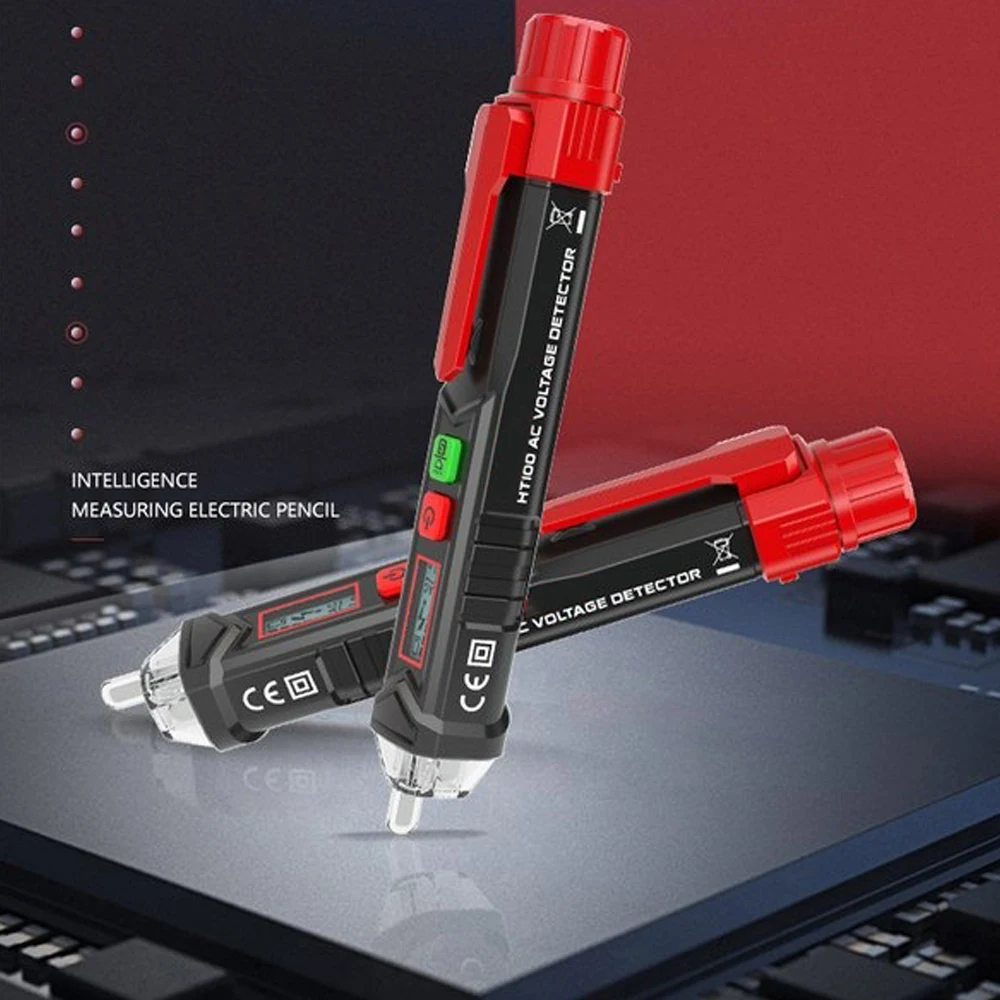 HT100 Spannung Tester Pen Intelligenten Nicht-kontakt Pen Alarm AC Spannung Detektor Dual Empfindlichkeit Tester Sensor mit Taschenlampe