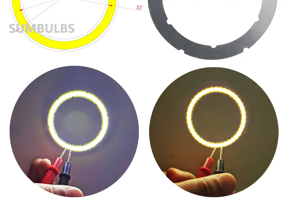 2W-12W Angel Eyes LED COB Light Source Annual Shape 12V DC 20mm-120mm COB Ring LED Cold Warm White Light Source for DIY Bulb