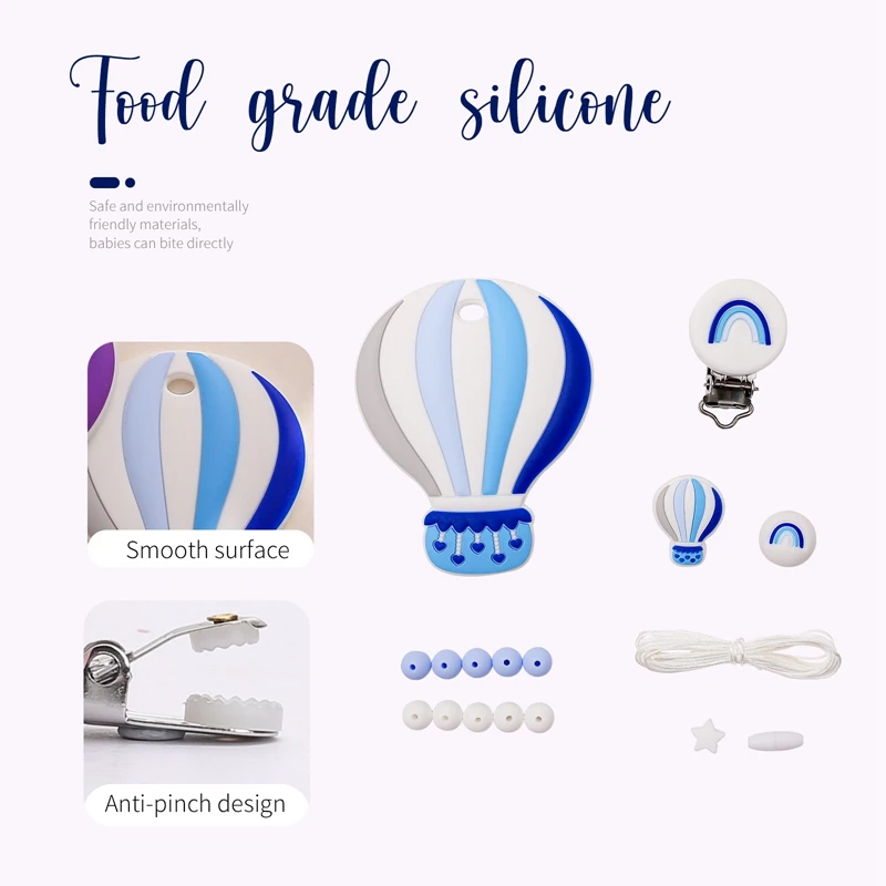 1 conjunto de contas silicone mastigar brinquedo bpa livre diy bebê colar infantil diy acessórios conjunto chupeta clipes de corrente corda de náilon cor mordedor