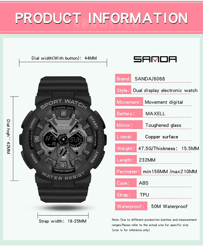 Women's LED Digital Sports Watch description 22