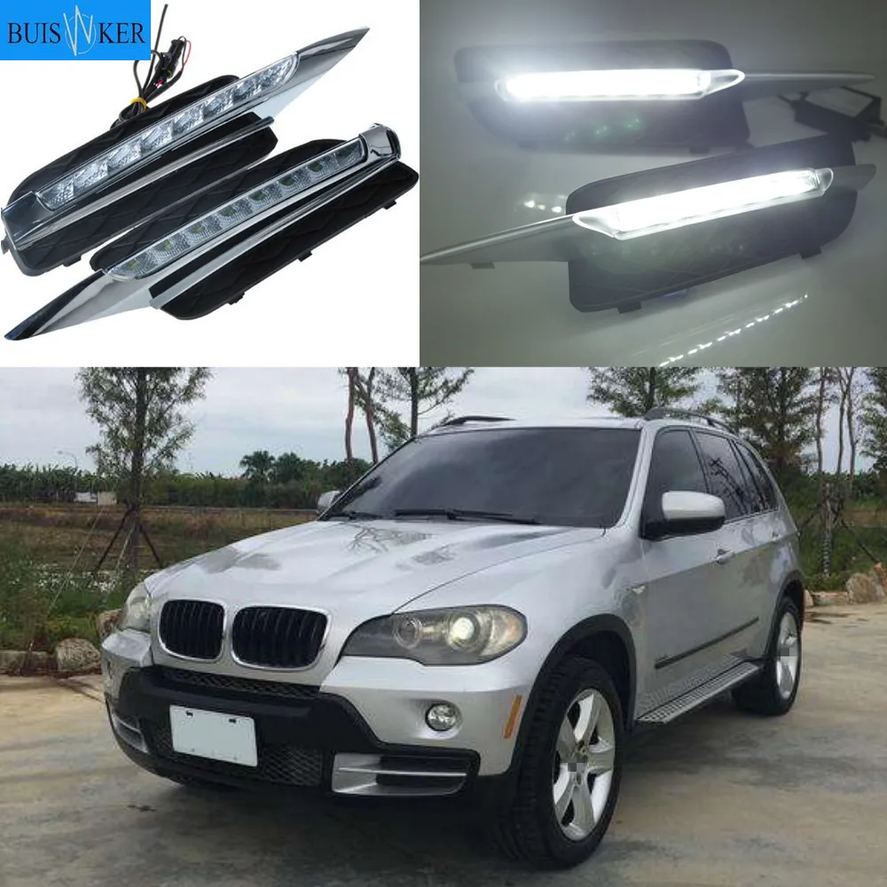 

1 Set 12v ABS LED For BMW X5 E70 2007 2008 2009 2010 DRL Daytime Running Lights Daylight Fog Lamp Cover Car-Styling