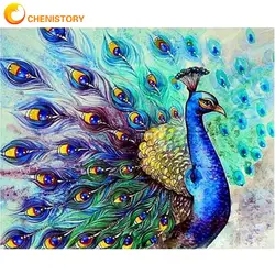 CHENISTORY Frameless Peacock Animals DIY Painting By Numbers Kits Acrylic Paint By Numbers Home Wall Art Decor Unique Gift