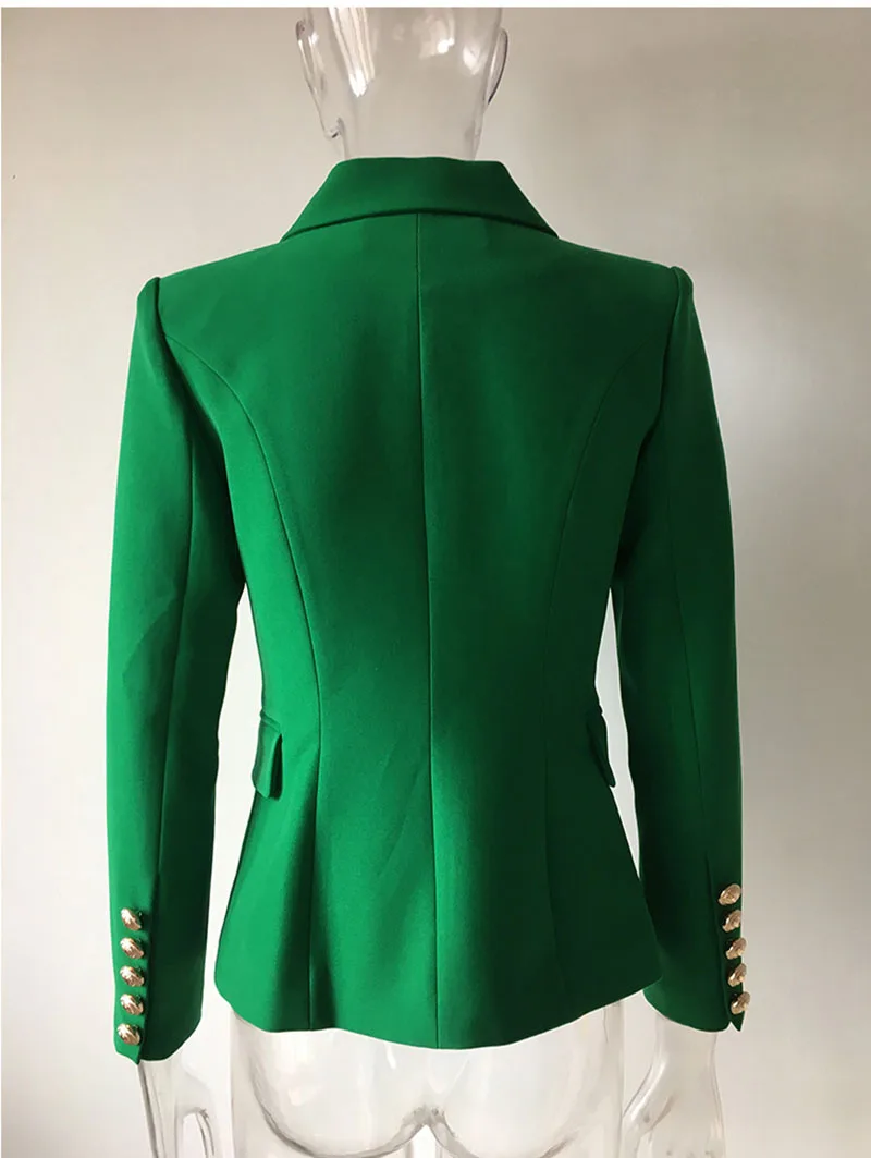 Blazer fino de peito duplo feminino, jaqueta com botões de leão, rua alta, estilista elegante, 2022