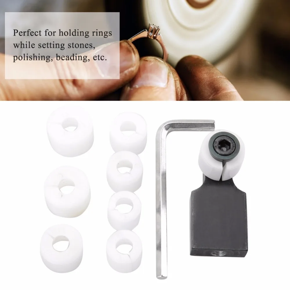 Jewelry Ring Setter Clamp Set with 7 Dies Jewelry Processing Tool Locator Fixture Channel Diamond Setting Tool Kit for Jeweler