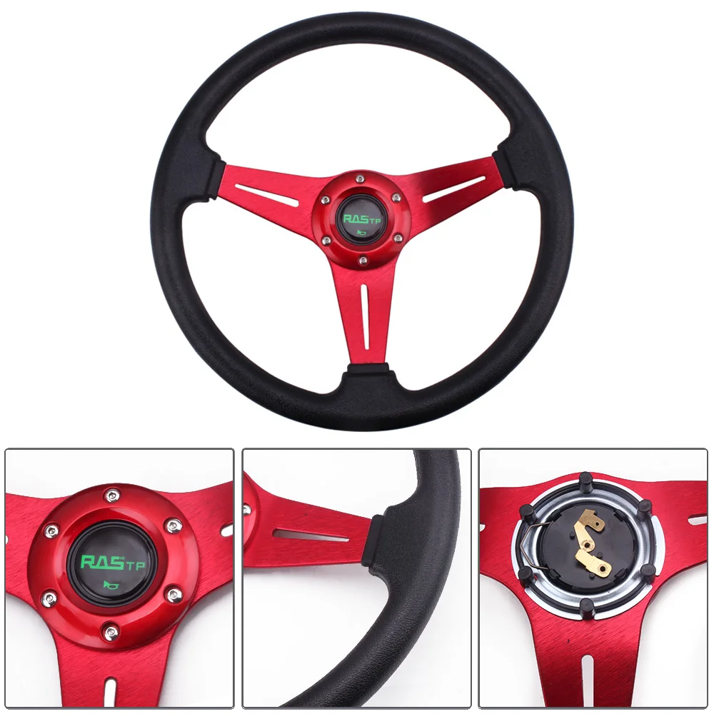 RASTP-Racing Various Colors Steering  Universal 13 inches 340MM Aluminum PU Racing Drift Steering Wheel  Accessorie RS-STW019