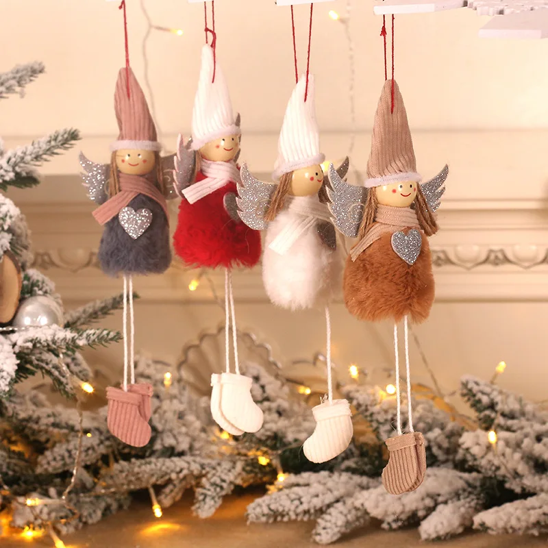 Cute mini plush angel doll Christmas Decoration Pendant Festival House Ornaments Christmas Tree Creative Decorative Accessories