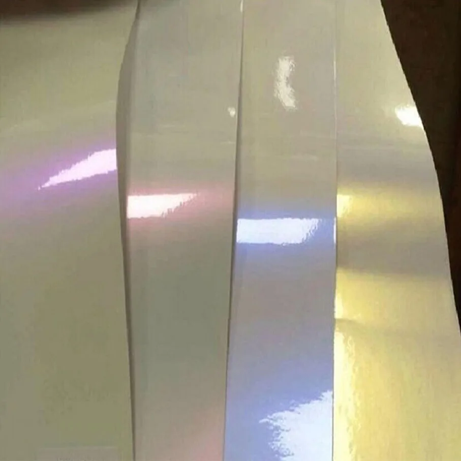 4 Colors Premium White Glossy Pearl Chameleon Vinyl Wrap Car Styling White To Gold Chameleon Film Sticker With Air Bubble Free