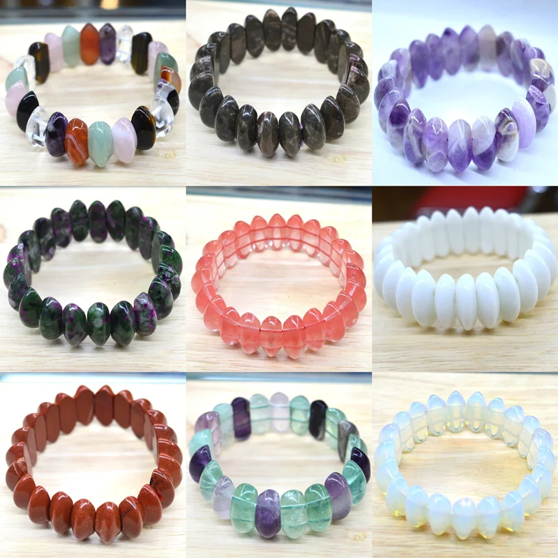 

Natural 15x20 MM Claw Shape Smooth Elastic Cord Stone Crystal Obsidian Opal Amethyst Lapis Bracelets Bangles Femme For Women