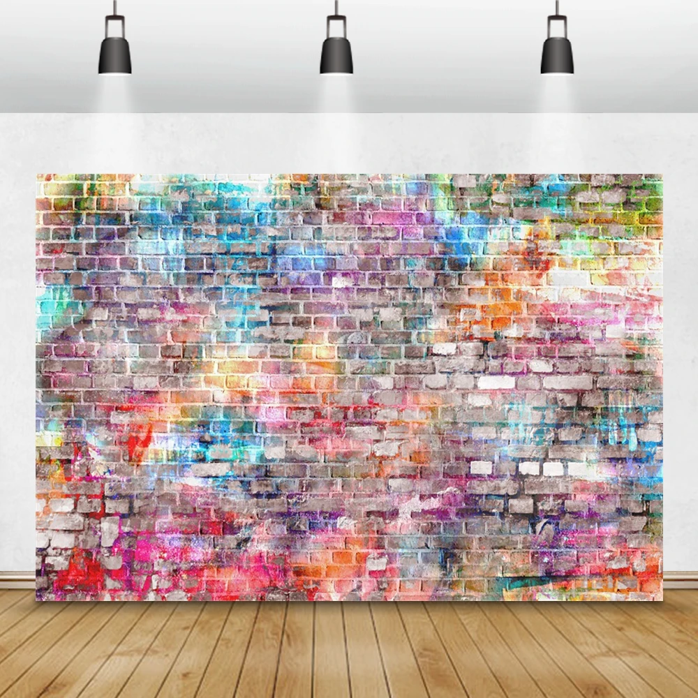 Laeacco Graffiti Brick Wall Grunge Vintage Portrait Retro Style Photography Backdrops Photo Backgrounds Baby Birthday Photophone