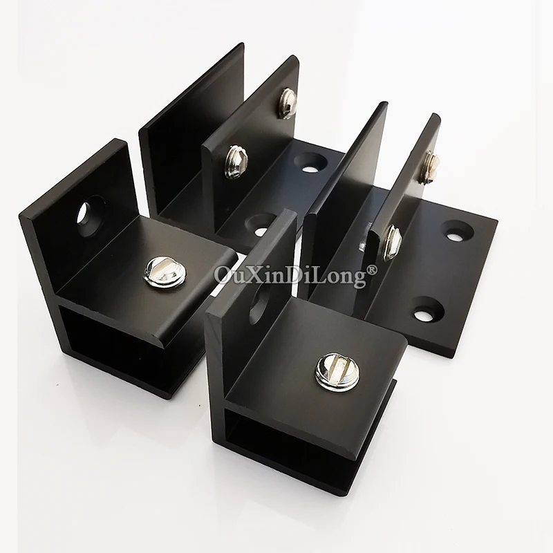 10PCS Black F Glass Clamp Glass Shelf Brackets Aluminum Shelf Holder Supports Brackets Clamps For 8-10mm/10-12mm Glass GF405