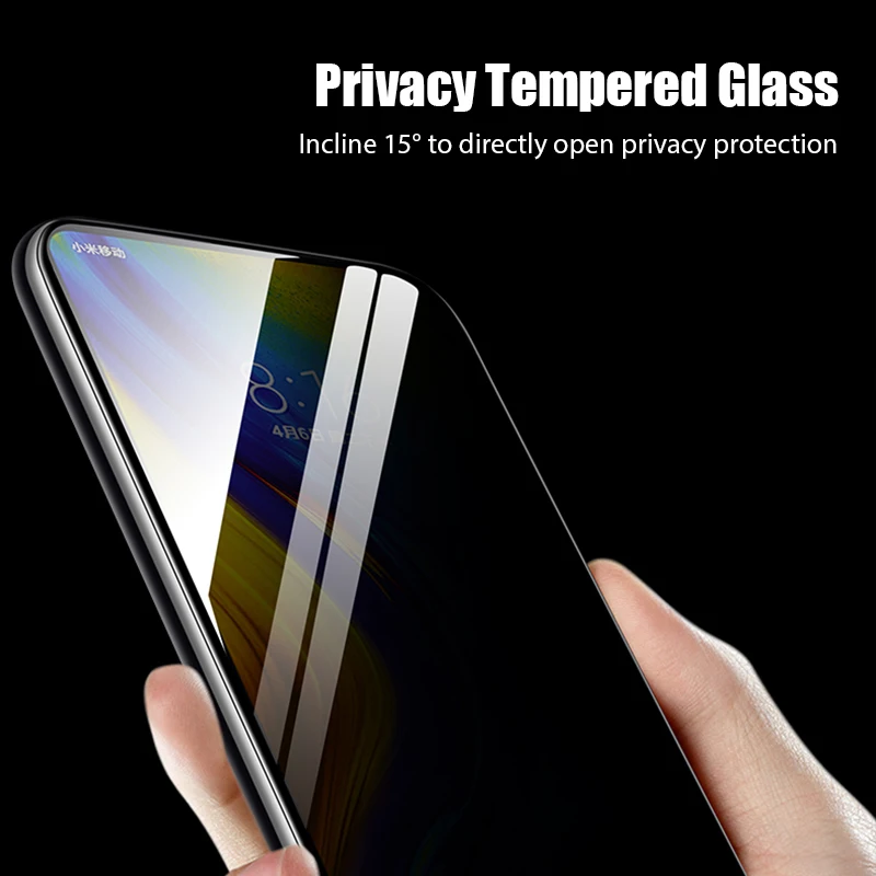 Privacy Screen Protector for Xiaomi Mi A3 Lite A2 A1 9D Full Cover Anti-spy Tempered Glass for Poco X3 M3 F2 Pro NFC C3 X2 M2