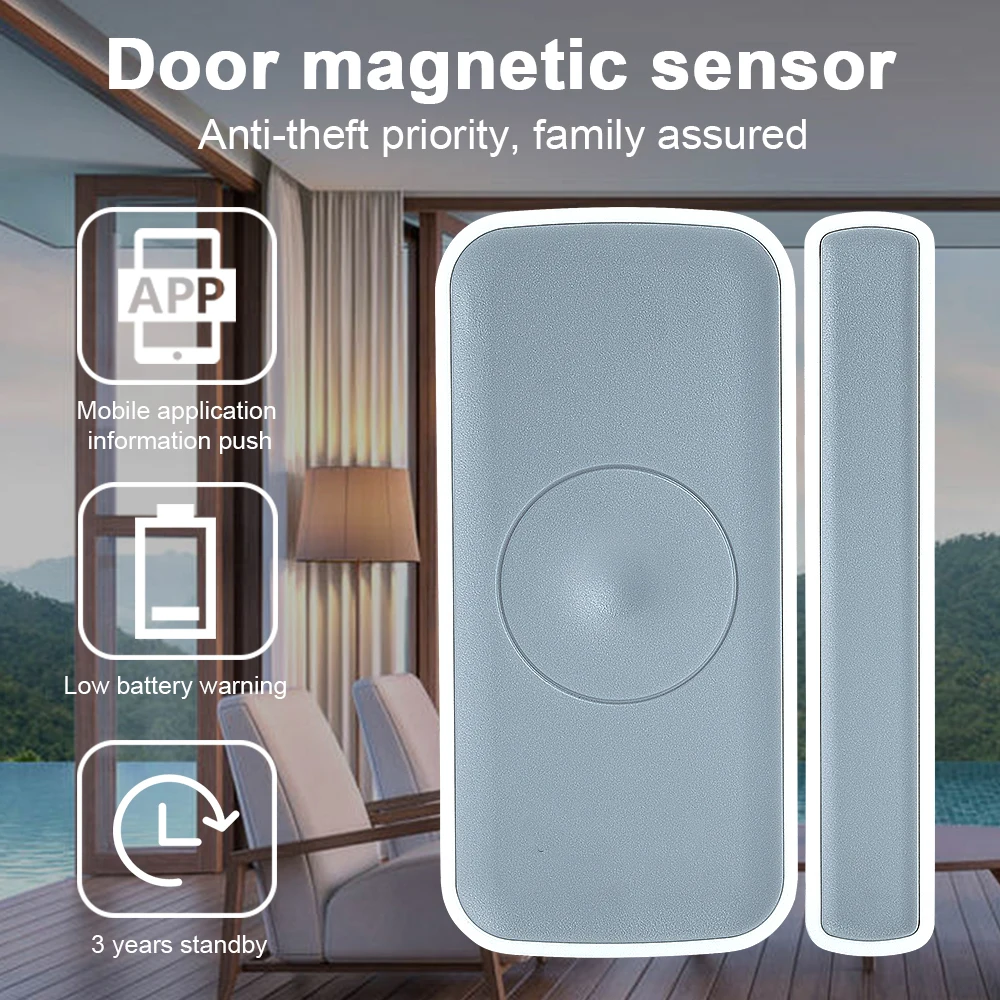 Zigbee – capteur magnétique d\'ouverture de porte/fenêtre, pour la sécurité de la maison, Notification d\'alarme, pour téléphone portable, 3.0