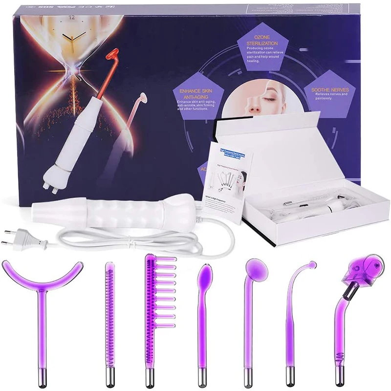 7 In 1 High Frequency Electrode Facial Machine Glass Tube Acne Wand Spot Acne Remover High Frequency Facial Spa Beauty Machine