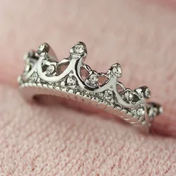 NEW Queen's Silver Color Crown Rings For Women Punk Brand Crystal Jewelry Love Rings Femme Bijoux Wedding Engagement Rings