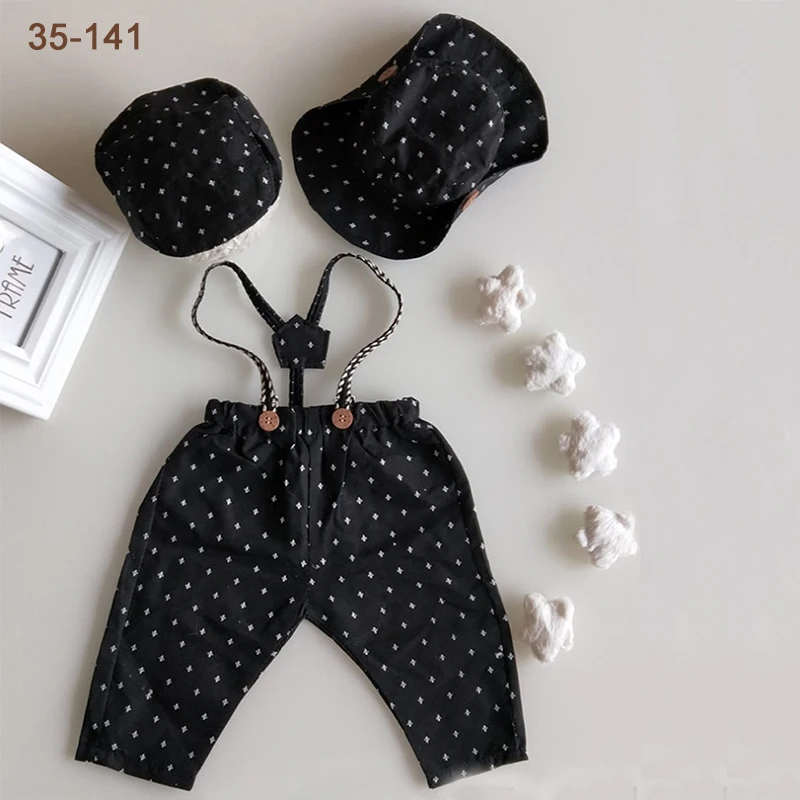 Newborn Baby Boy Photography Clothing Sets Outfits Cowboy Infant Cool Costumes 2 Hats Suspender Trousers Overalls