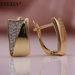 PATAYA New Natural Zircon Dangle Earrings Micro Wax Inlay Luxury Earring 585 Rose Gold Color Women Wedding Fine Fashion Jewelry