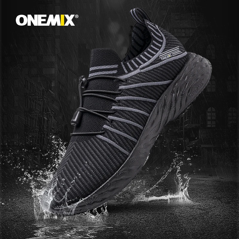 ONEMIX Men\'s Running Shoes Trainers Waterproof Sneakers Breathable Slip-On Athletic Sports Workouts Training Shoes Walking Shoes