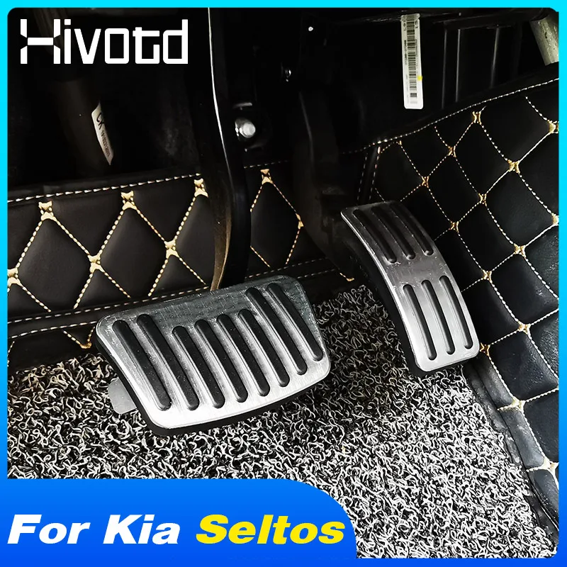 

Car Accelerator Pedal Brake Pedals Aluminum Alloy Footrest Cover Interior Modification For Kia Seltos 2020 2021 Accessories