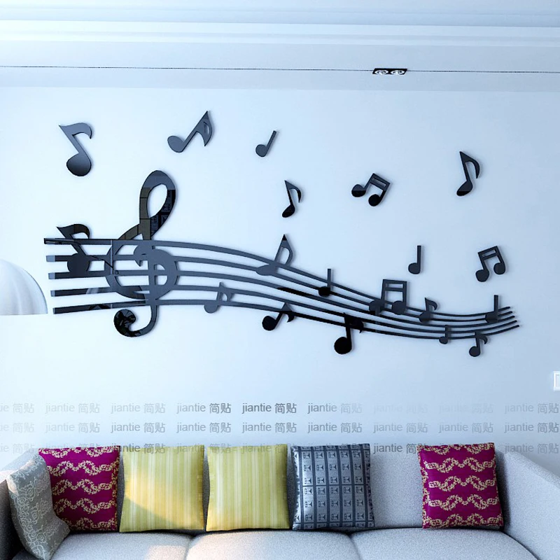 Staff Note Acrylic 3d Wall Stickers For Kids Room Dance Room DIY Art Wall Decor Music Classroom Home decoration