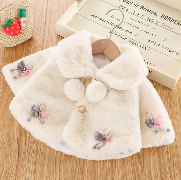 Baby Girls kids Winter Button Cardigan Jacket Toddler Windbreaker Warm Cloak Cardigan Bowknot Coat  Snow Wear Clothes