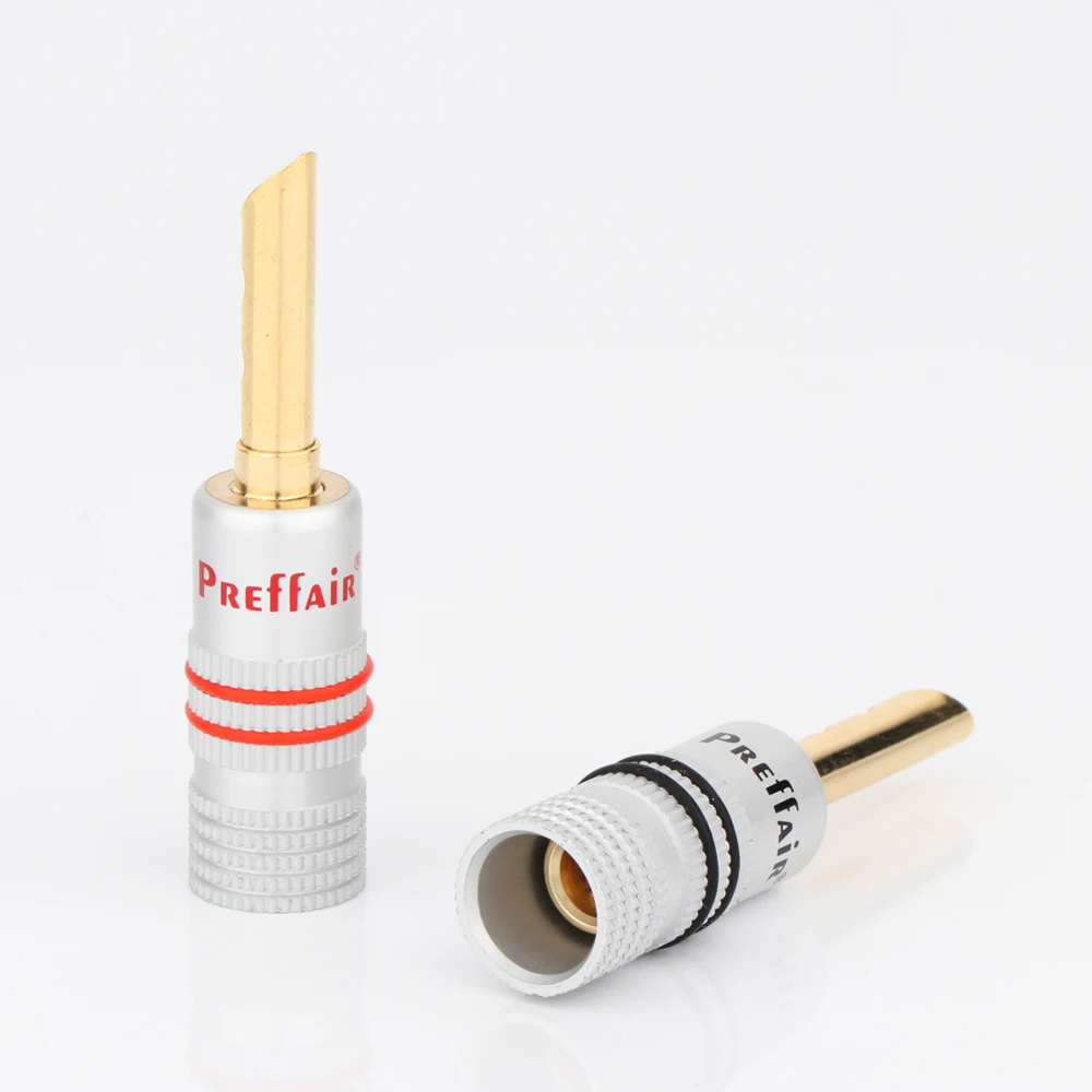 Preffair 8 Stück vergoldete Bananen-Lautsprecher-Stecker mit Schraube für Lautsprecherkabel, Wandplatte, Heimkino, Audio