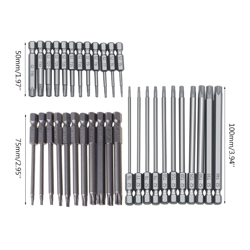 11/12pcs Tamper Proof Security Drill Bit Set Torx Screwdriver 1/4" Bits Driver