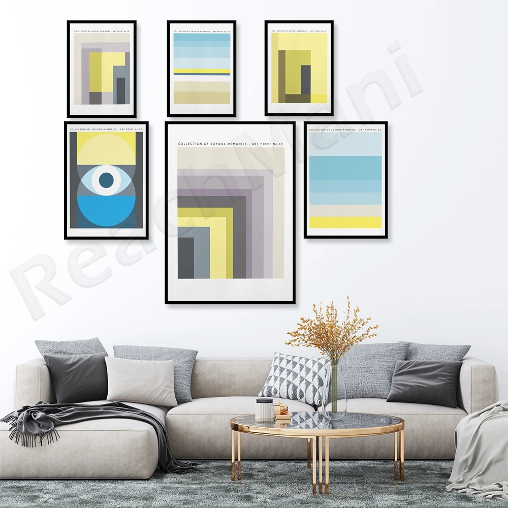 Bright and vivid contemporary abstract art posters, 