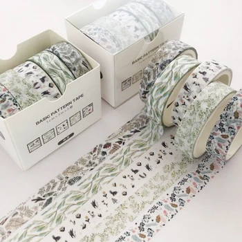 5rolls Washi bant seti dekoratif bant japon kırtasiye çiçek temel Washi bant 3m Sakura yapışkanlı Scrapbooking maskeleme bandı