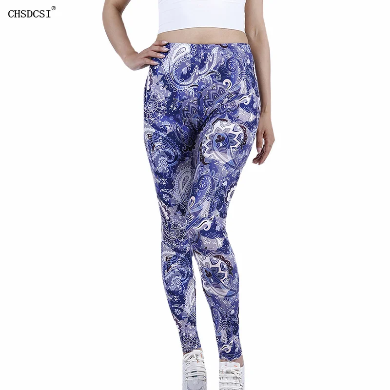 Chsdfácil-calça legging estampada feminina, modelo slim esportivo, sexy, com cintura alta e elástico