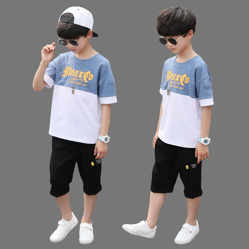 2024 summer spring Boys children Clothes Casual Outfit T-shirt + shorts Pants Kids Tracksuit Teenager 4 5 6 7 8 9 10 12 13 Year