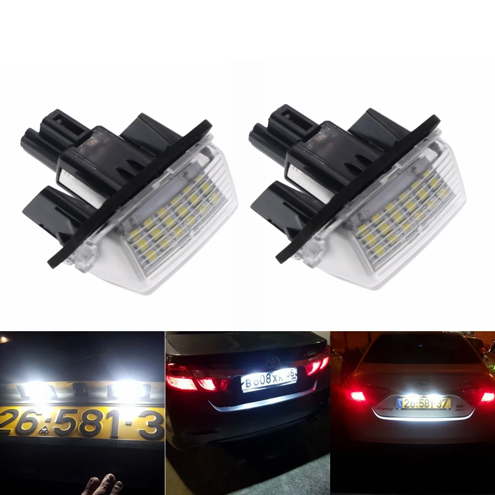 

2Pcs Car 18LED number License Plate Lights For Toyota Camry Highlander Avalon Yaris Prius Peugeot Citroen 206 306 406 407 yaris