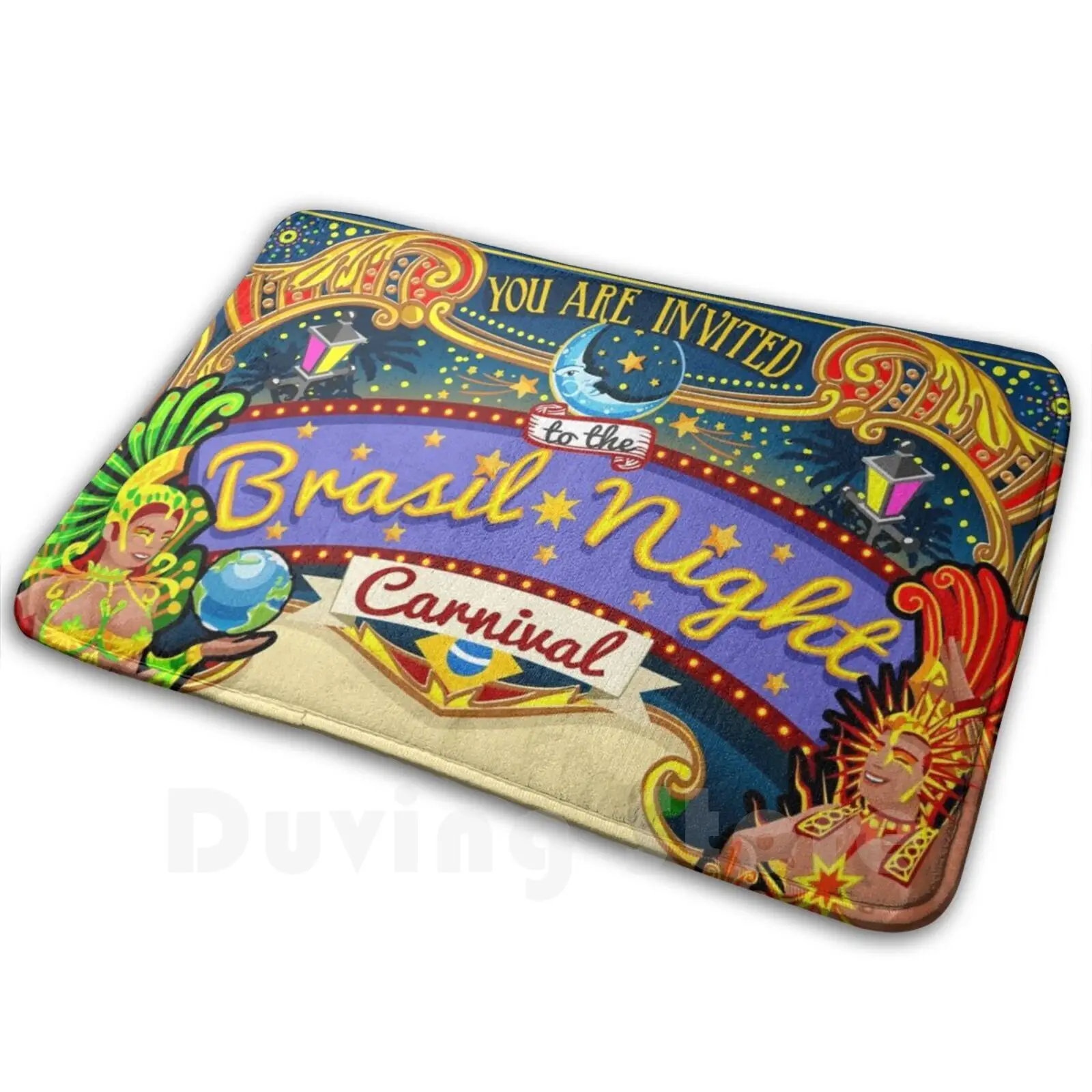 Carnival Poster Invite Brazil Carnaval Show Parade Carpet Mat Rug Cushion Carnival Brazil De Janeiro Samba Show Parade