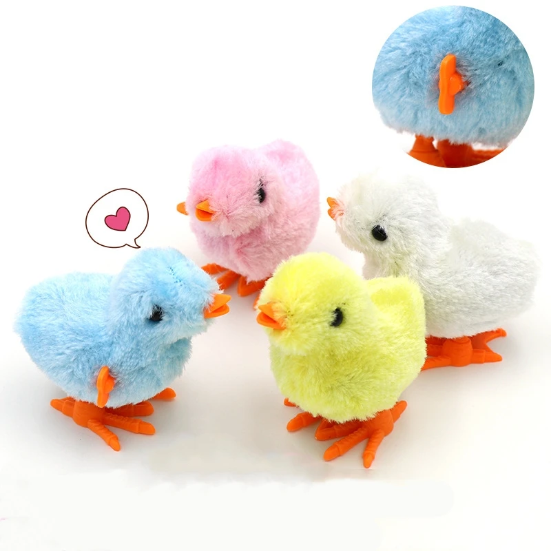 Hot Classic Vintage Clockwork Chick Animal Plush Toy Children Creative Puzzle Clockwork Toy Jumping Chick Baby Birthday Gifts