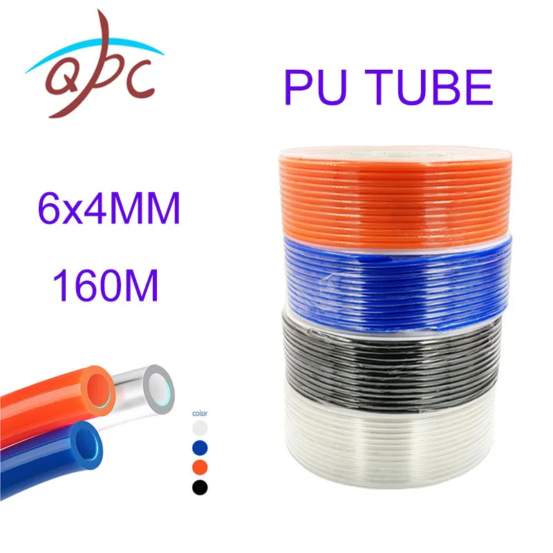 160meters/roll 6x4mm Air Hose For Compressor Polyurethane Tubing  Pneumatic Tube Pipe PU Hoses Black Transparent Red Blue